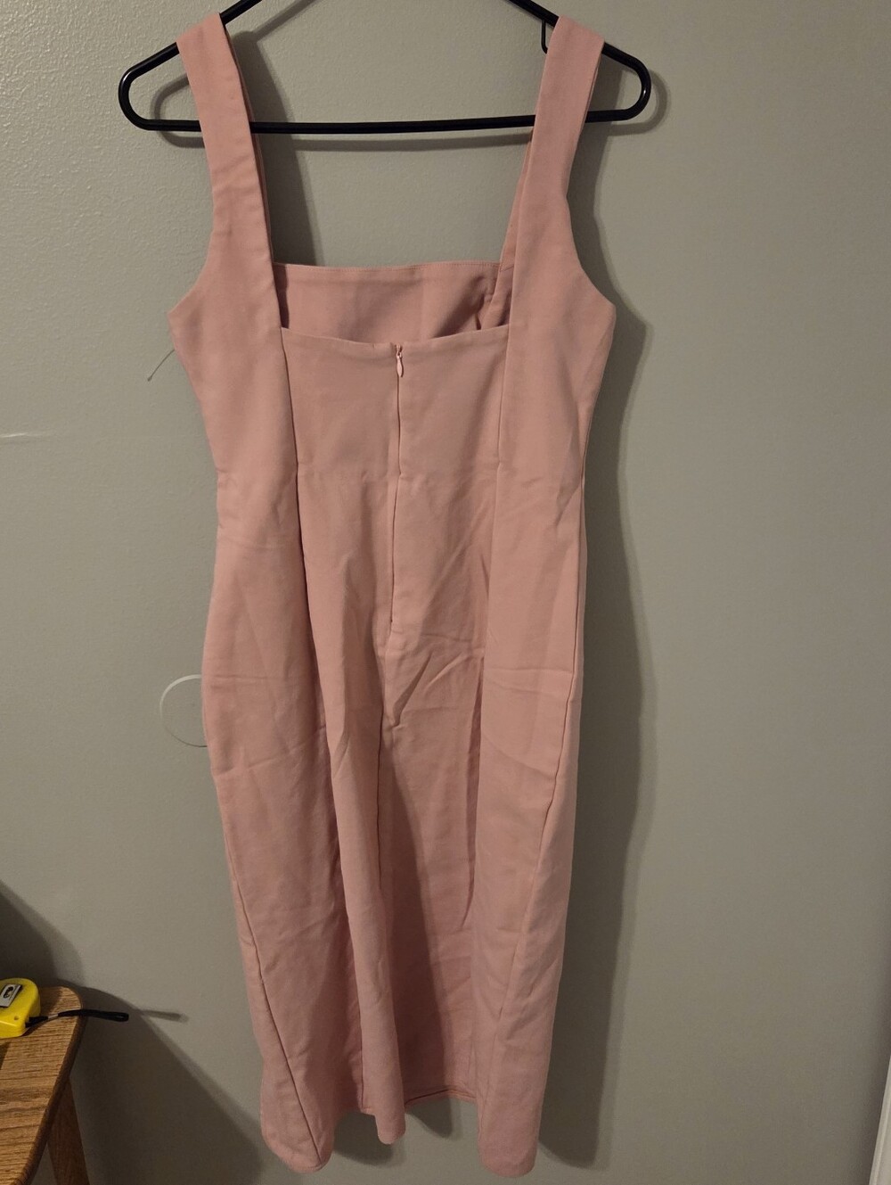 Hello Molly Womens Pink Square Neck Bodycon Sheath Midi Dress With Slit. Sz 6 - Picture 4 of 9